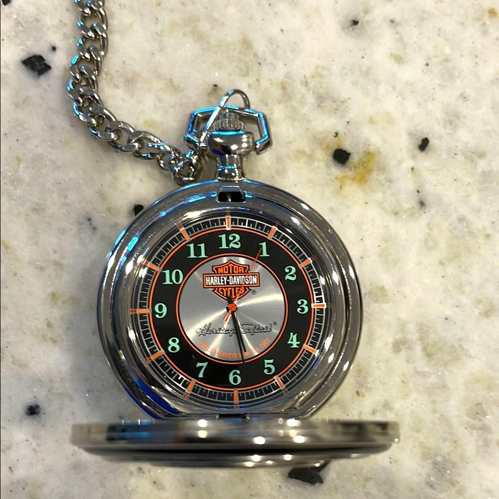 Harley-Davidson Silver Tone Pocket Watch
